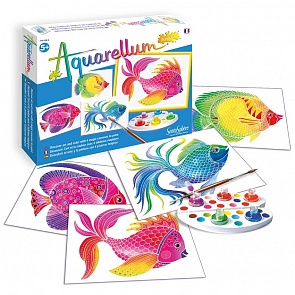 Акварельная раскраска – Рыбы, с красками и палитрой (SentoSpherE, 650k)